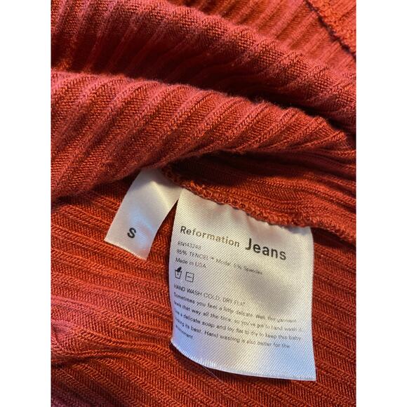 Reformation Jeans Ribbed Stretchy Dress Burnt Orange/Brown SZ S. Made in USA. - Picture 4 of 6
